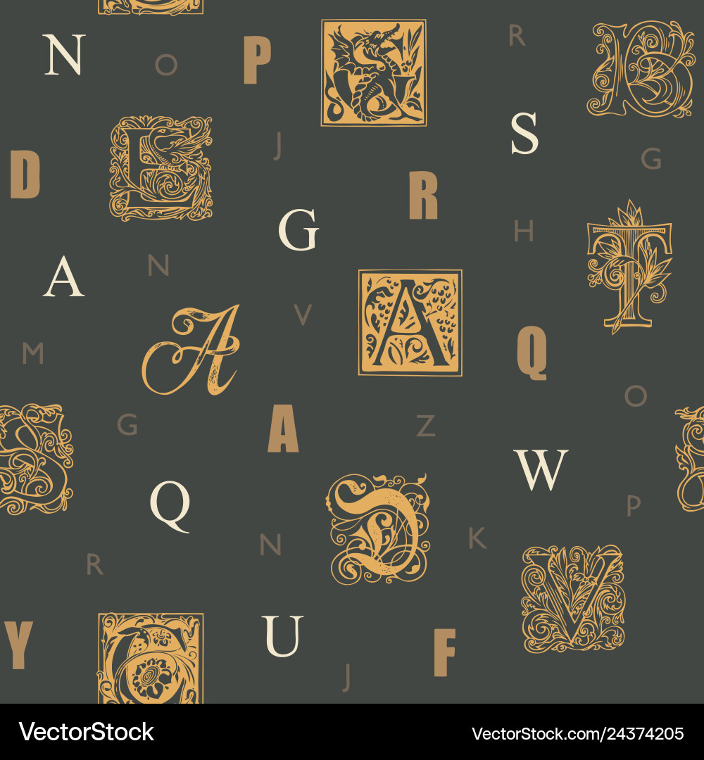 Seamless pattern with capital and initial letters Seamless pattern with capital and initial letters vector image