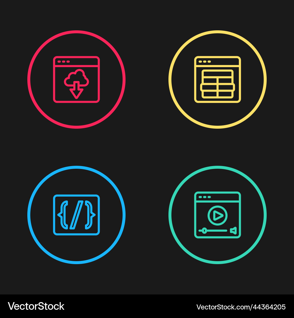 Set line programming language syntax online play Set line programming language syntax online play vector image