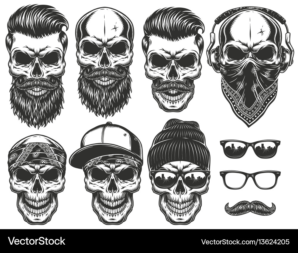 Skull Street Style Collection vector image