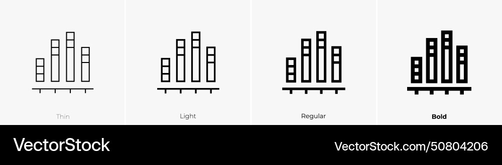 Bar graph icon thin light regular and bold style Bar graph icon thin light regular and bold style vector image