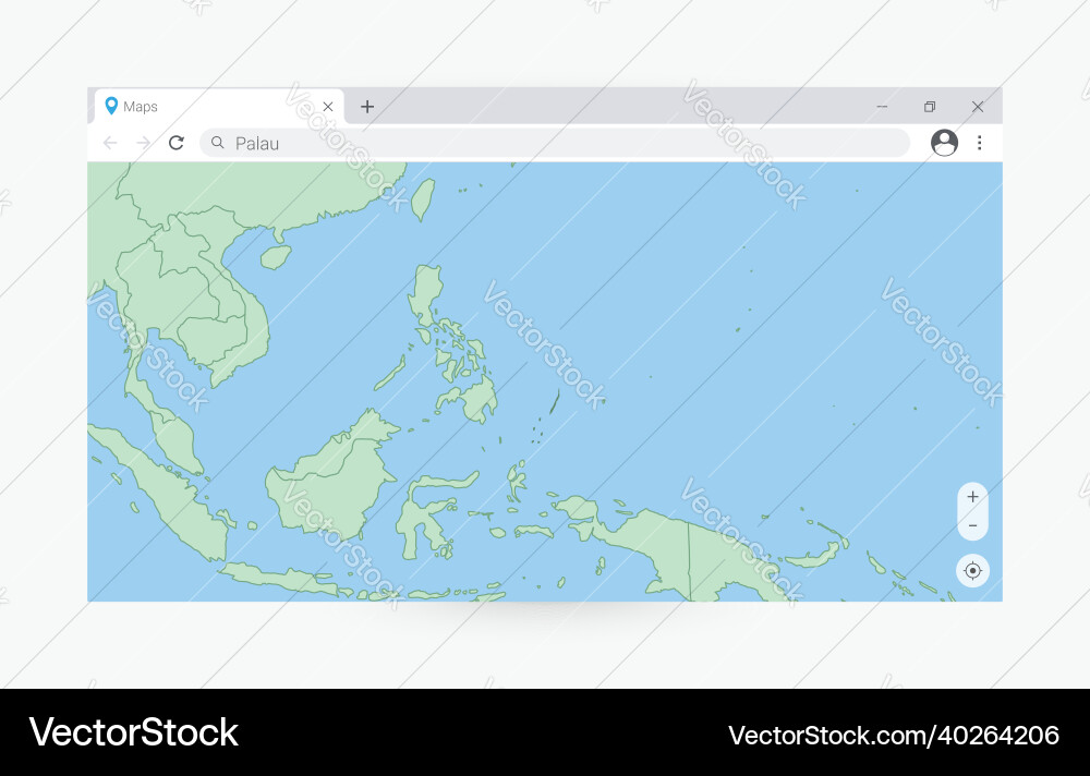 Browser window with map of palau searching Vector Image