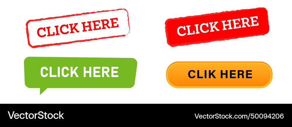 Click here button rectangle shape push for apply vector image