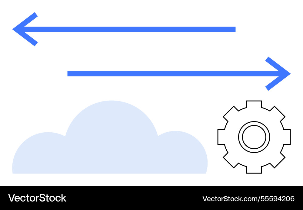 Cloud computing data flow with bidirectional Cloud computing data flow with bidirectional vector image