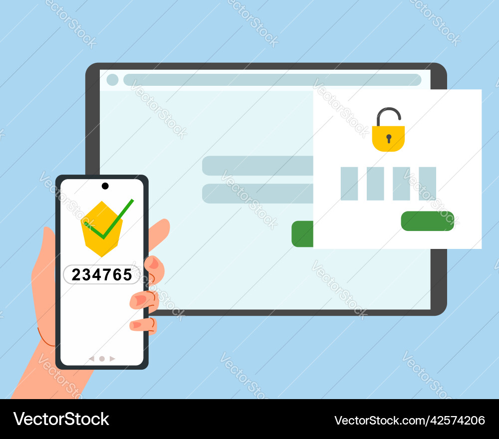 Concept of two-factor authentication security Vector Image