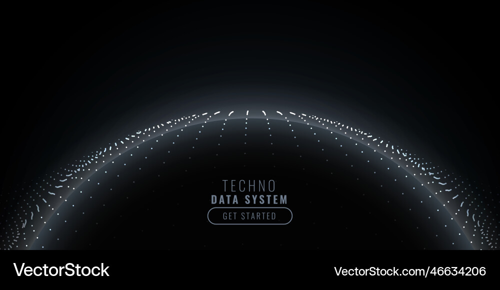 Dark technology background with particle sphere vector image