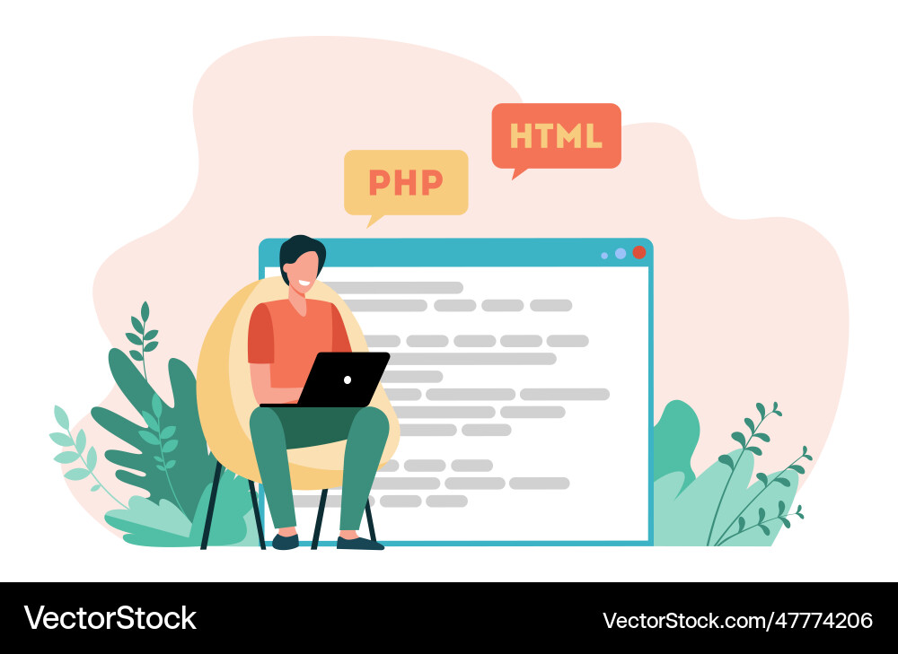 Developer writing code for website Developer writing code for website vector image