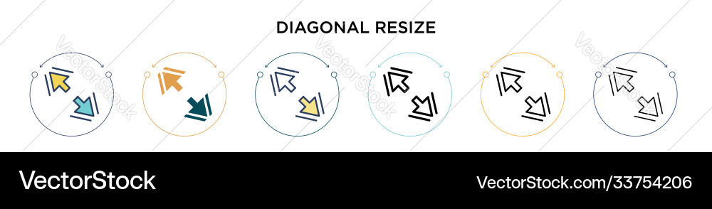 Diagonal resize icon in filled thin line outline Diagonal resize icon in filled thin line outline vector image