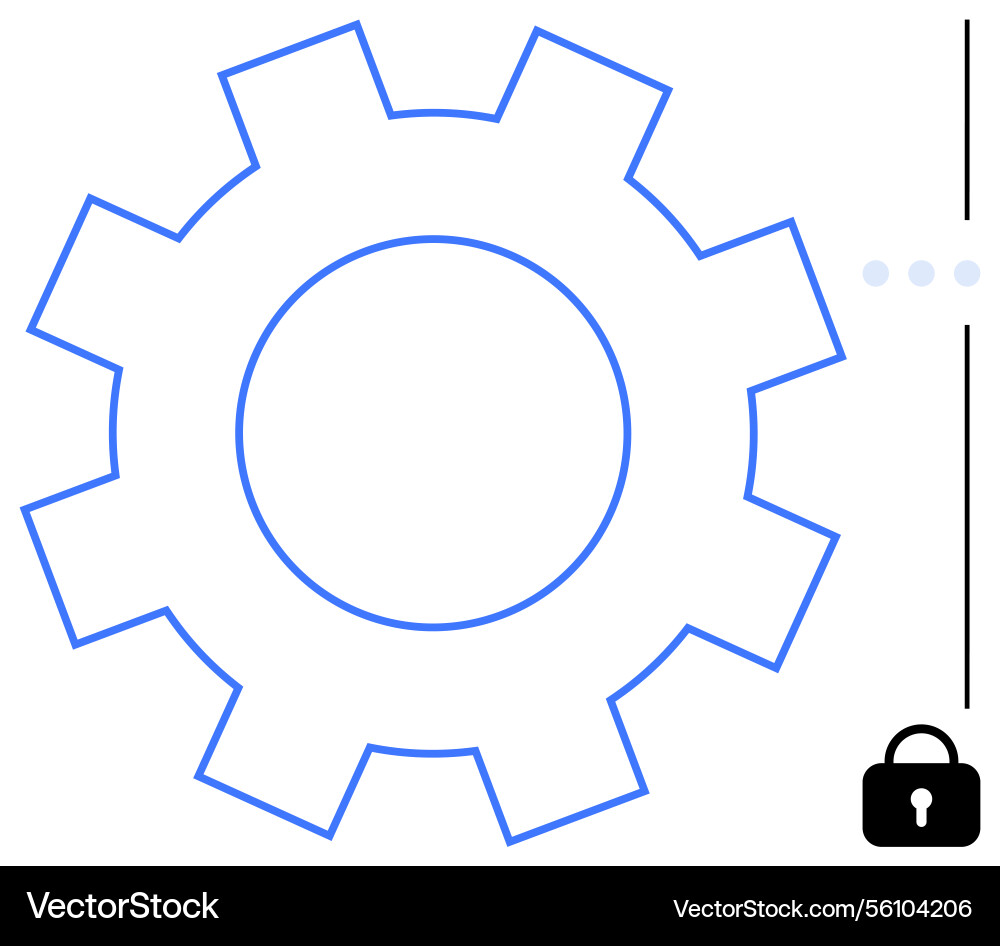 Gear with lock symbolizing security and settings Gear with lock symbolizing security and settings vector image