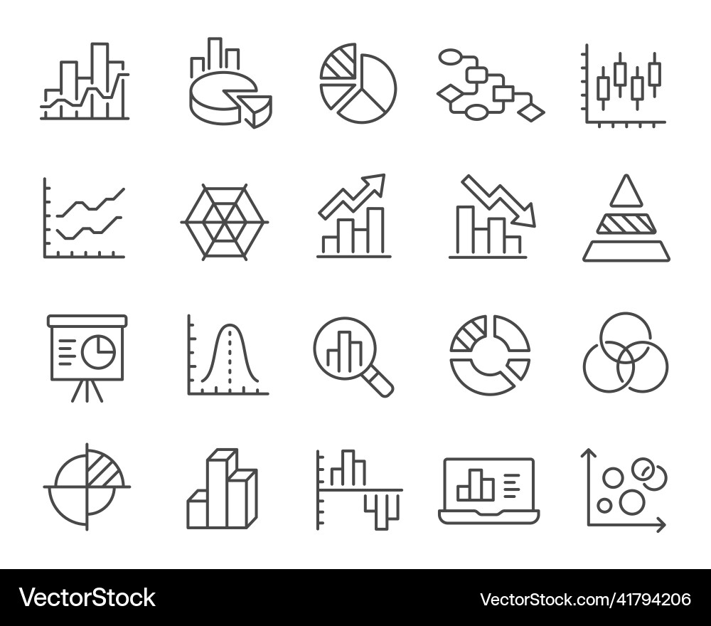 Graphs & Charts Icon Set vector image