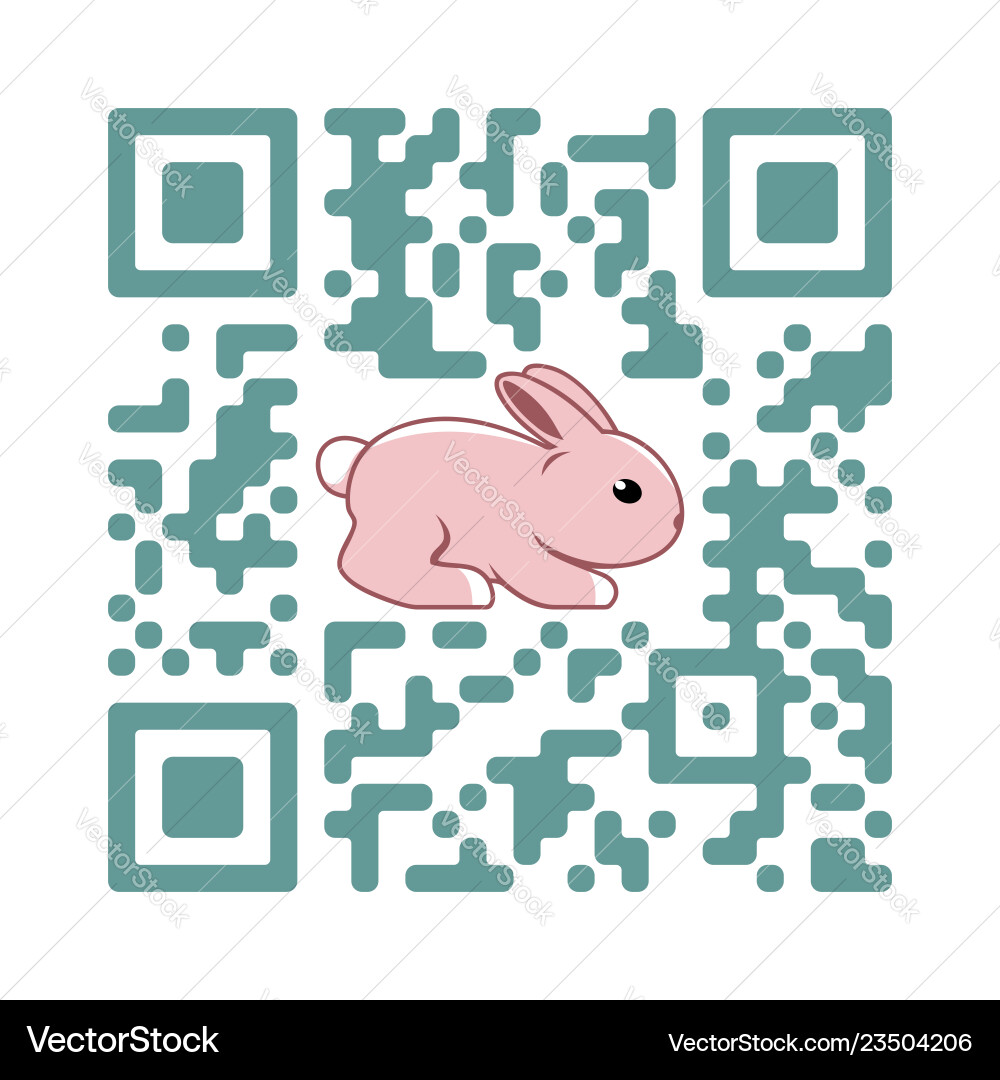 Happy Easter QR Code with Rabbit Royalty Free Vector Image
