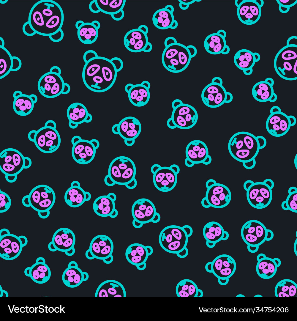 Line cute panda face icon isolated seamless Line cute panda face icon isolated seamless vector image