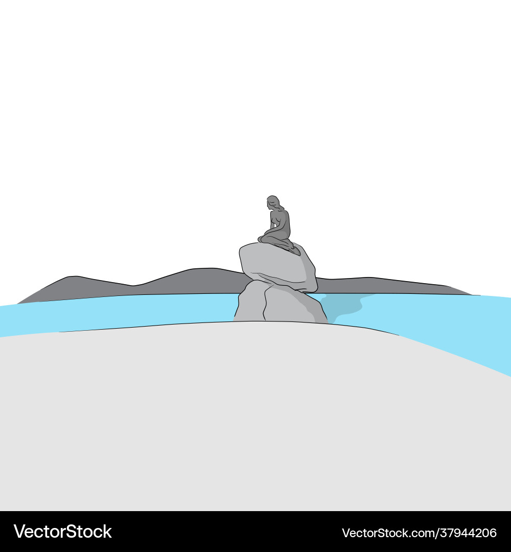 Little mermaid statue in copenhagen denmark Little mermaid statue in copenhagen denmark vector image