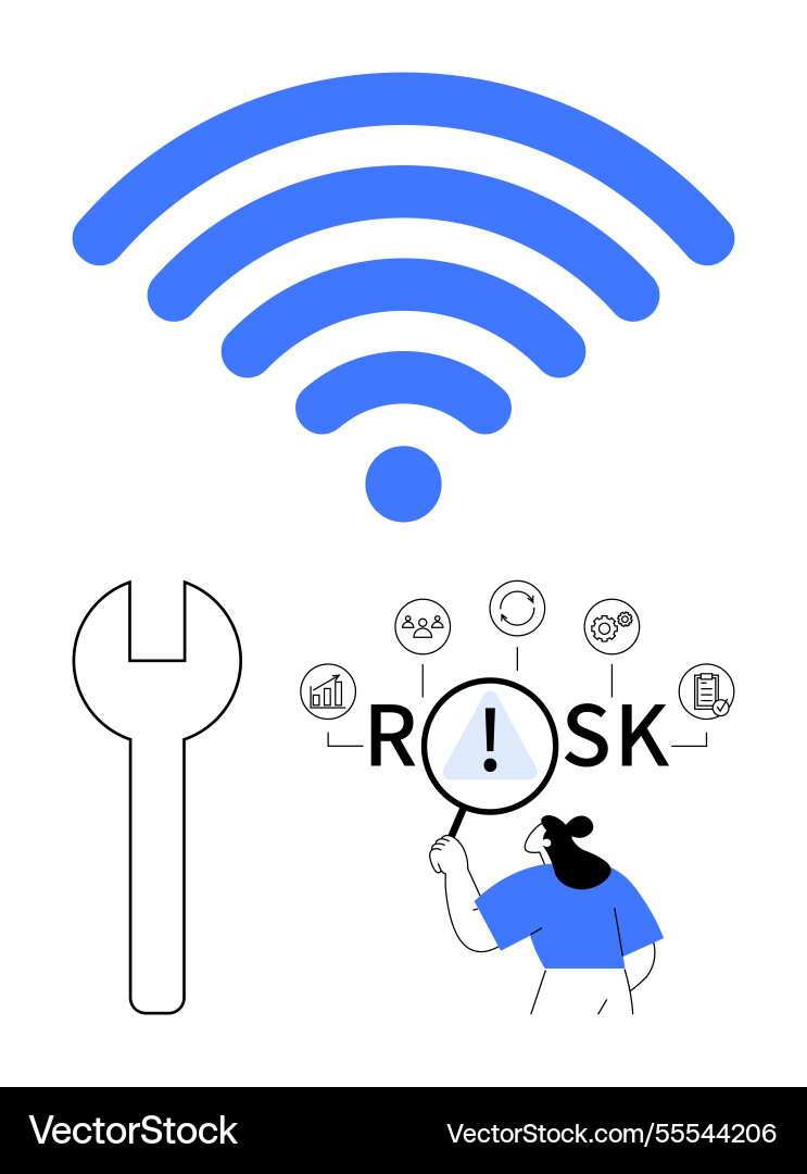 Risk analysis in technology with wireless network Vector Image