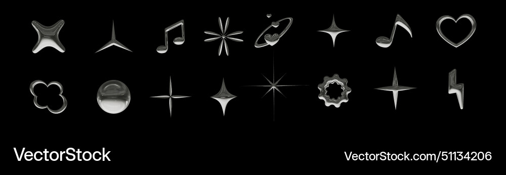 Set of 3d elements with chrome effect Set of 3d elements with chrome effect Vector Image