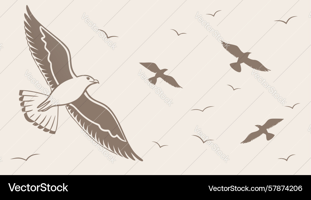 Soaring seagulls in the sky design generative ai Vector Image