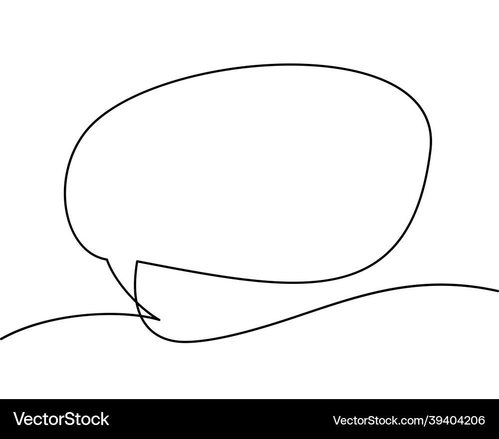 Speech bubble continuous one line drawing Speech bubble continuous one line drawing vector image