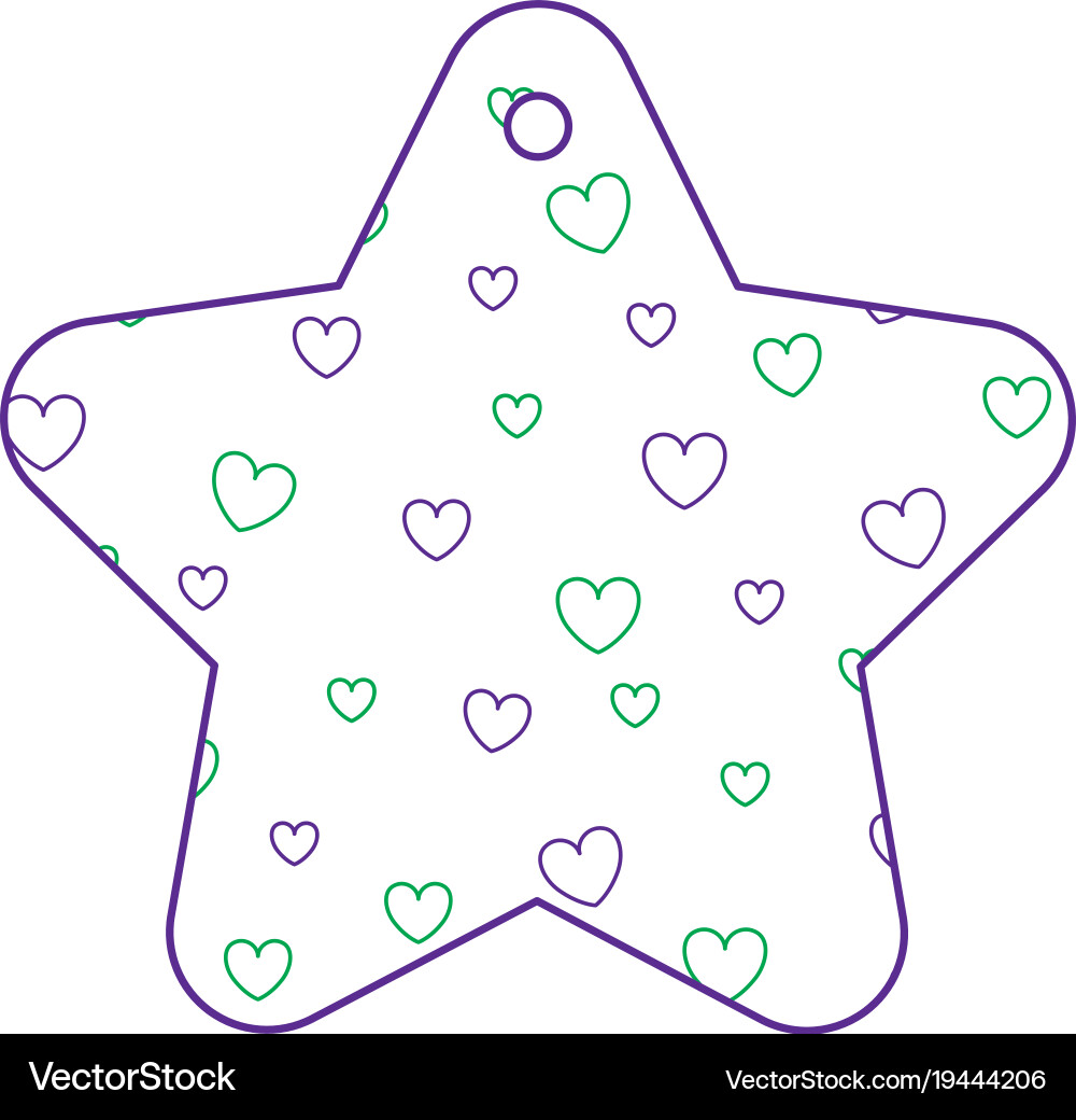 Star frame with hearts pattern background Vector Image