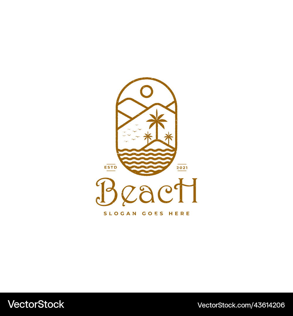 Vintage Beach Badge Logo Vector Image