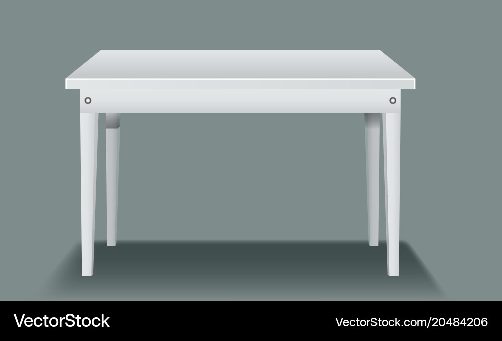 White empty table with four legs and side view vector image
