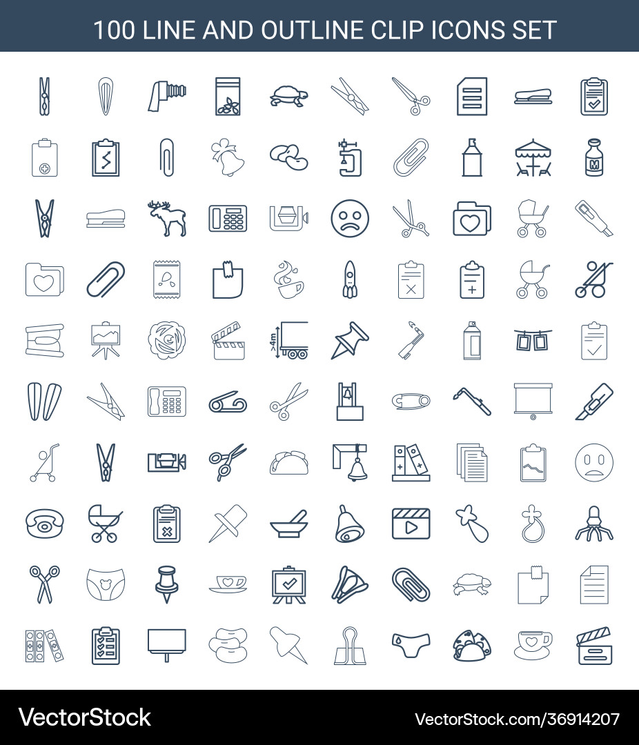 100 clip icons Vector Image