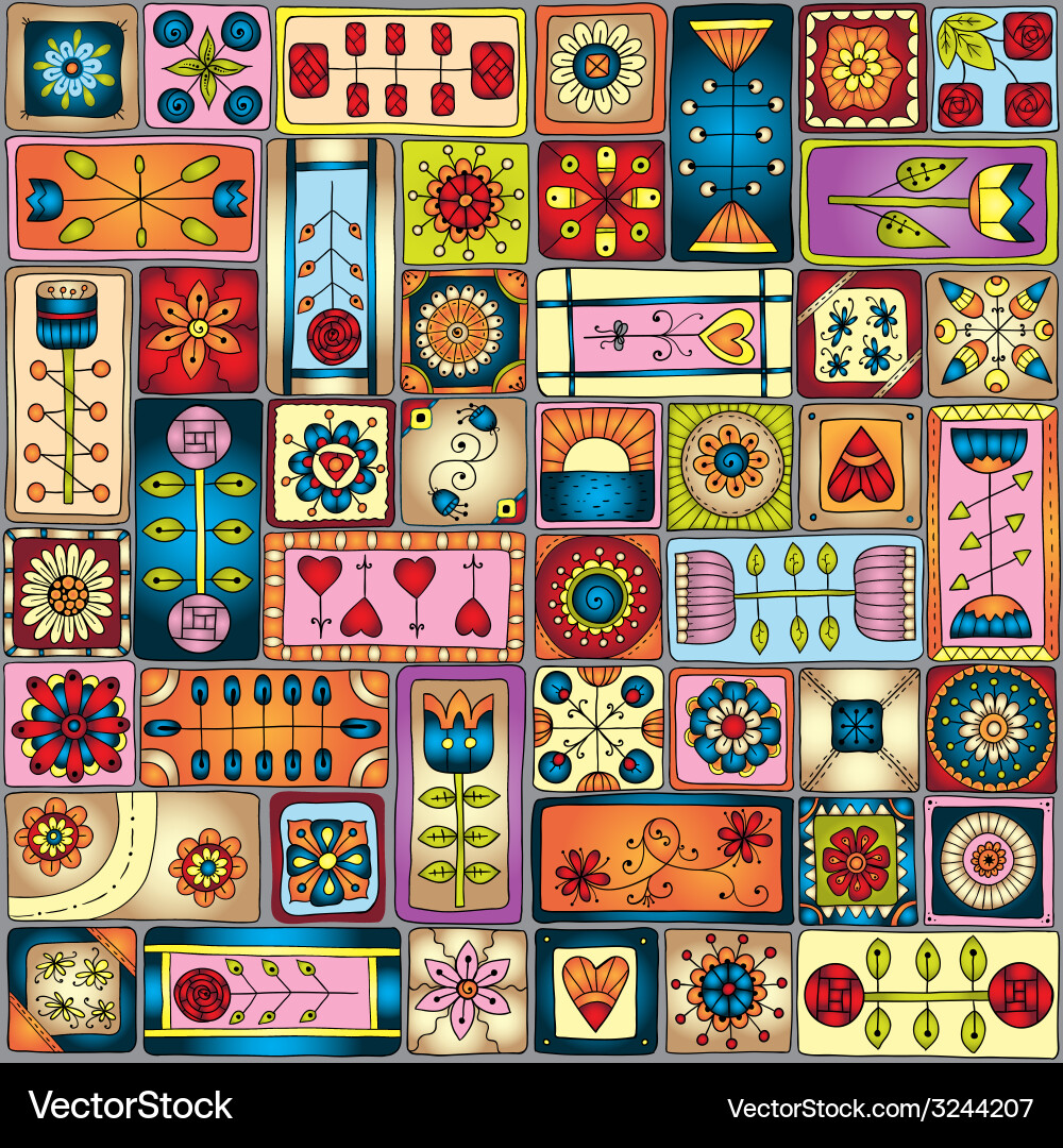 Colorful Doodle Frame Pattern vector image
