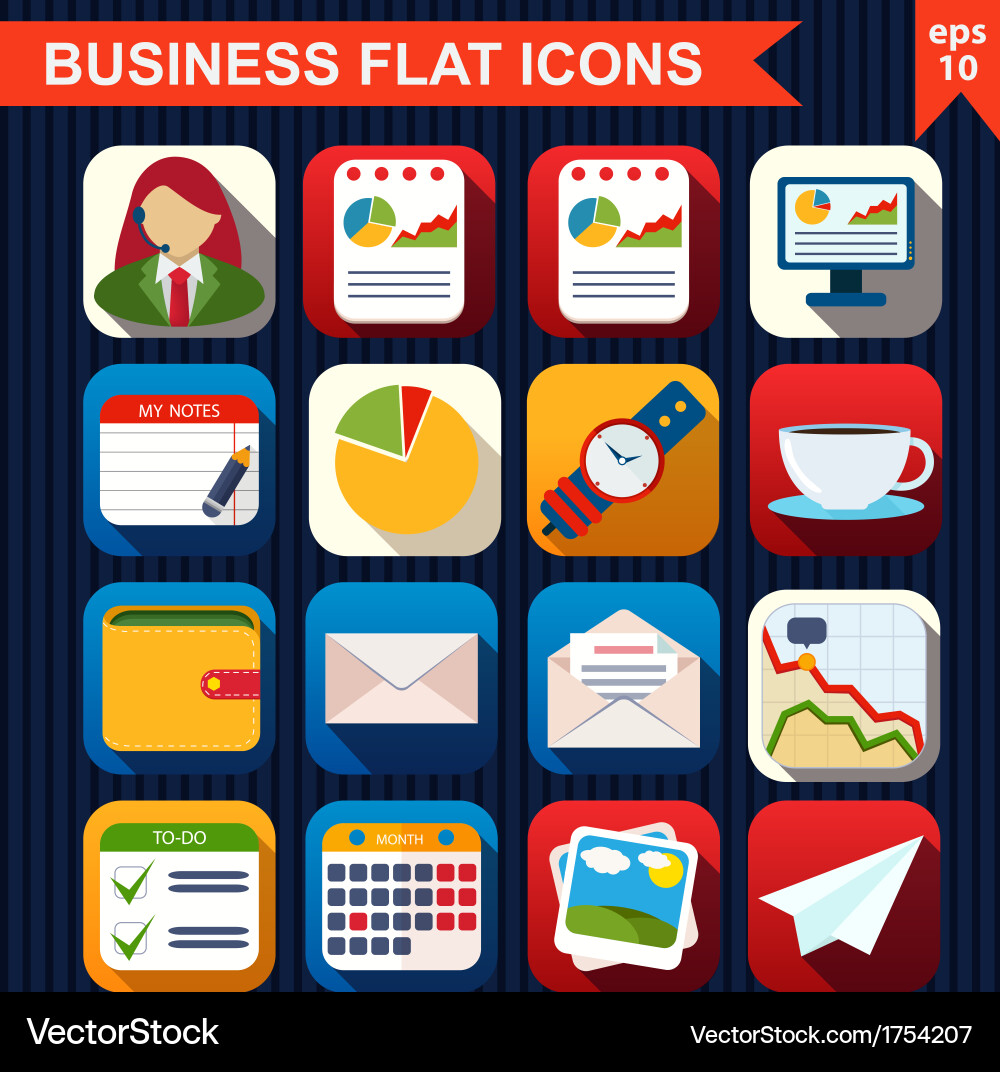 Flat icons for web and mobile app vector image