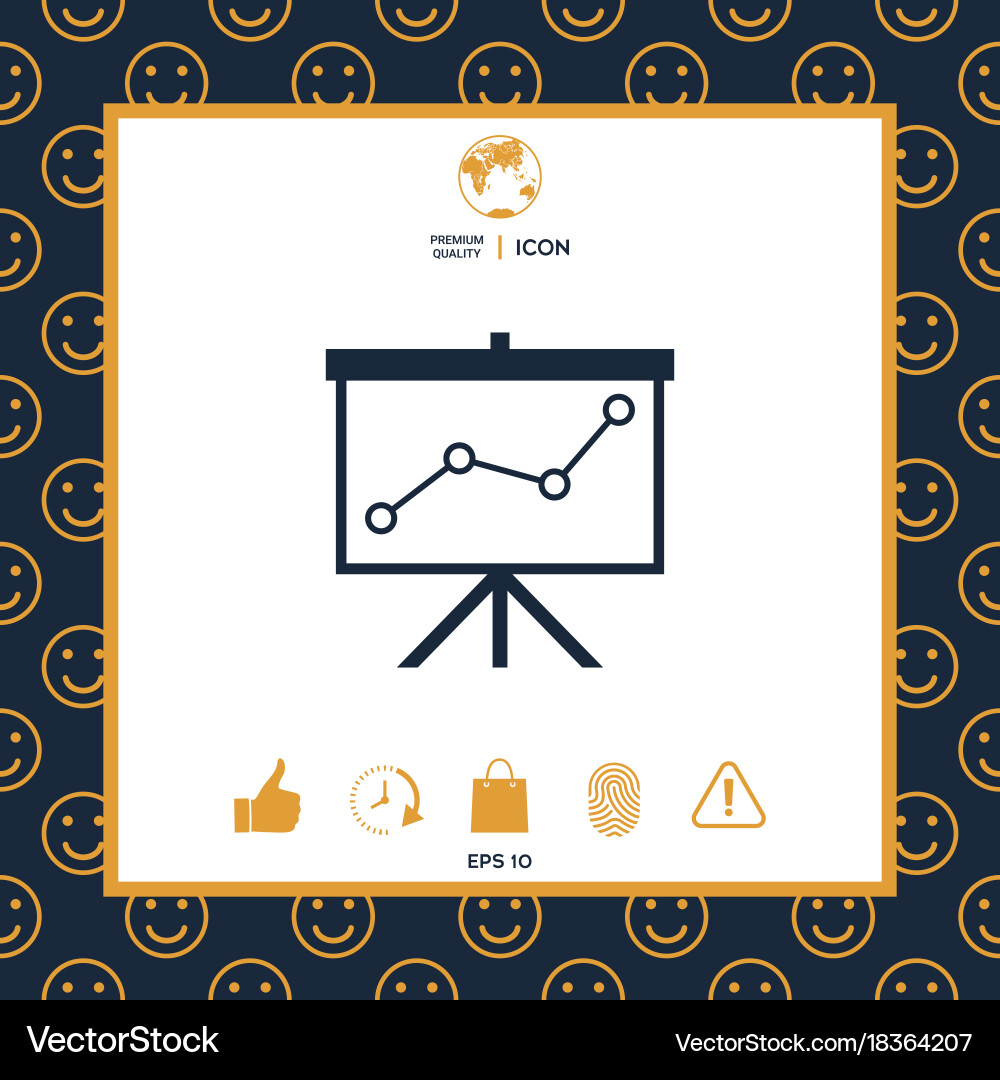 Flip-chart projection screen with a graph vector image
