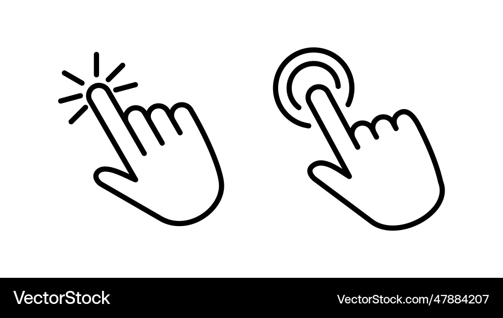 Hand click icon clicking finger pointer Hand click icon clicking finger pointer vector image