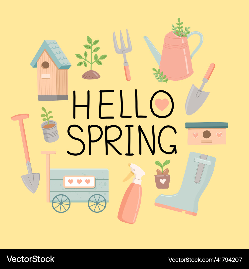 Hello spring set flat design Vector Image