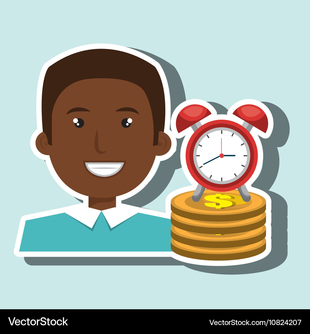 Man pile coin clock vector image