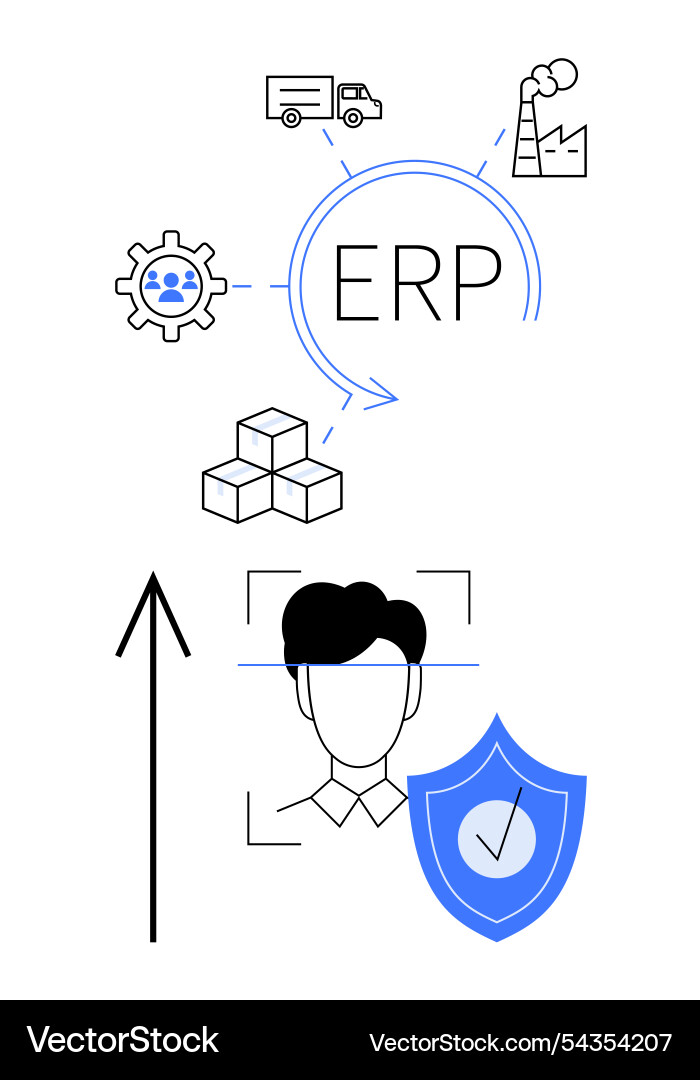 Optimized erp system workflow including user Optimized erp system workflow including user vector image