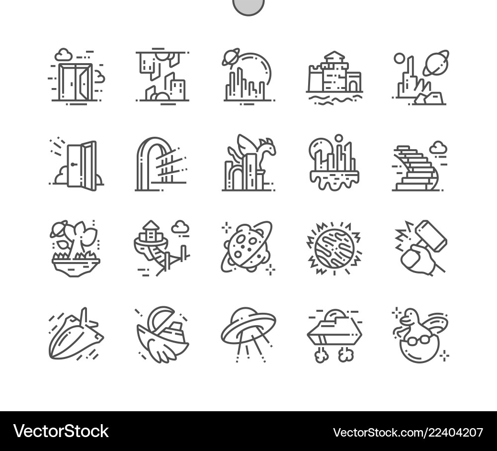 Parallel Worlds Pixel Icons Vector Image