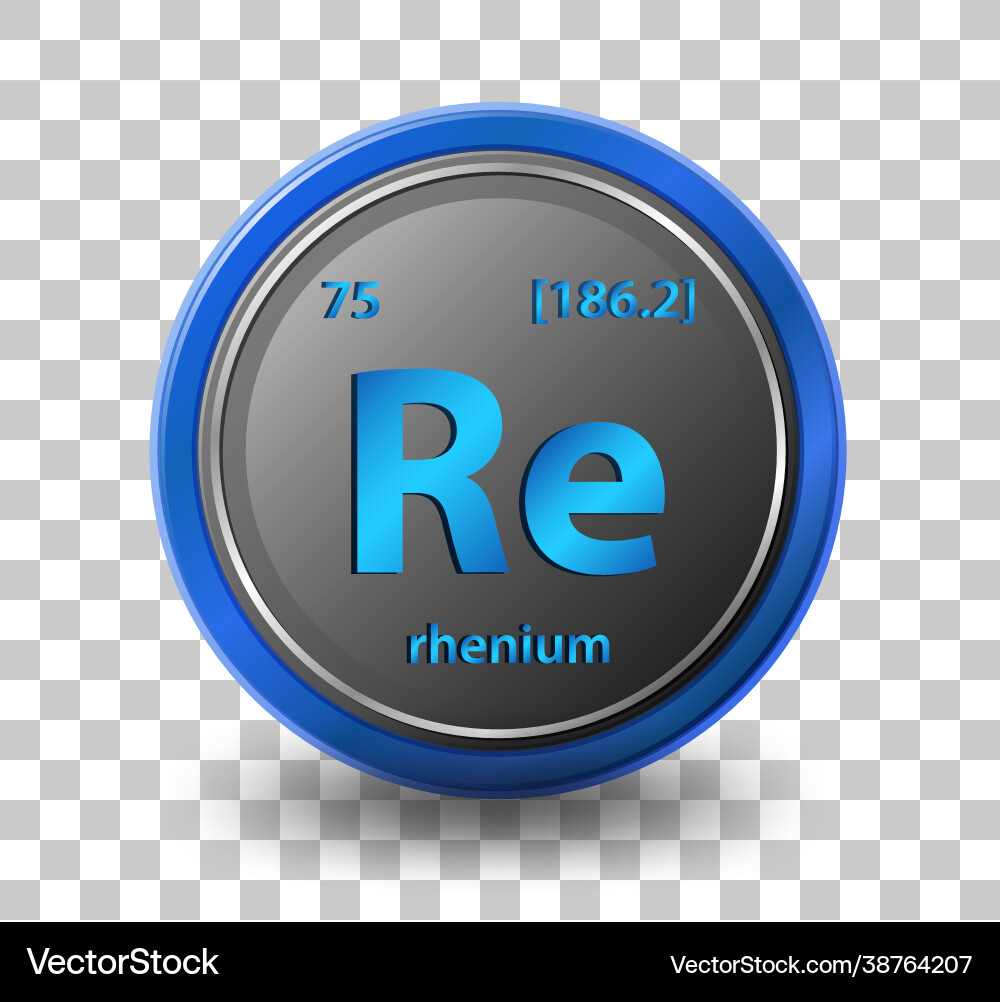 Rhenium chemical element symbol Rhenium chemical element symbol vector image