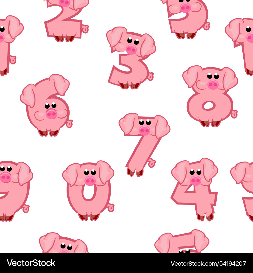 Seamless pattern with numbers like pigs from 0 Seamless pattern with numbers like pigs from 0 vector image
