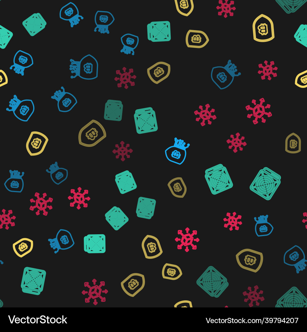 Set line shield with bitcoin asic miner Set line shield with bitcoin asic miner vector image