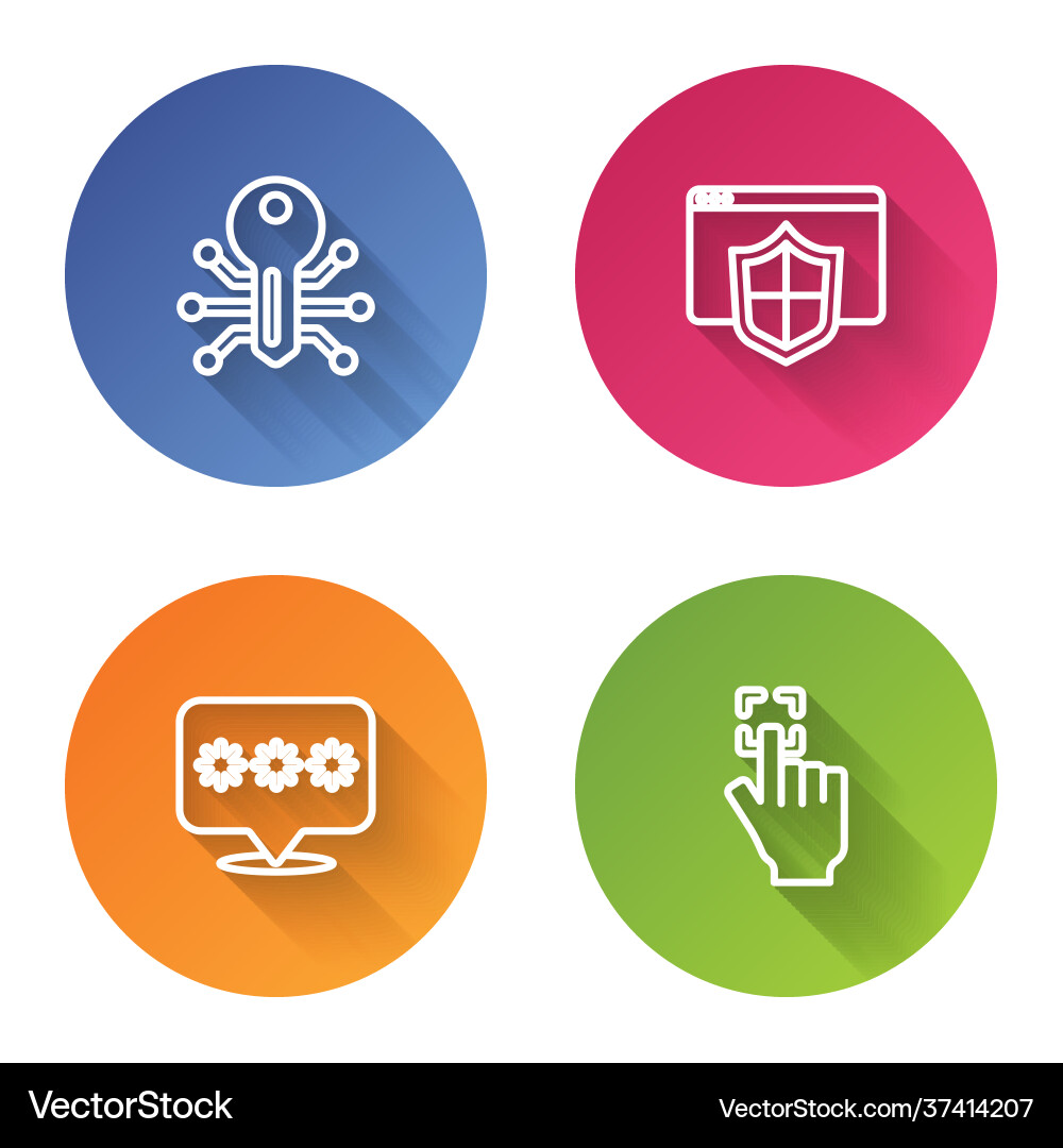 Set line smart key browser with shield password Set line smart key browser with shield password vector image
