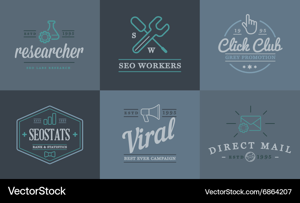 Set of seo search engine optimisation elements vector image