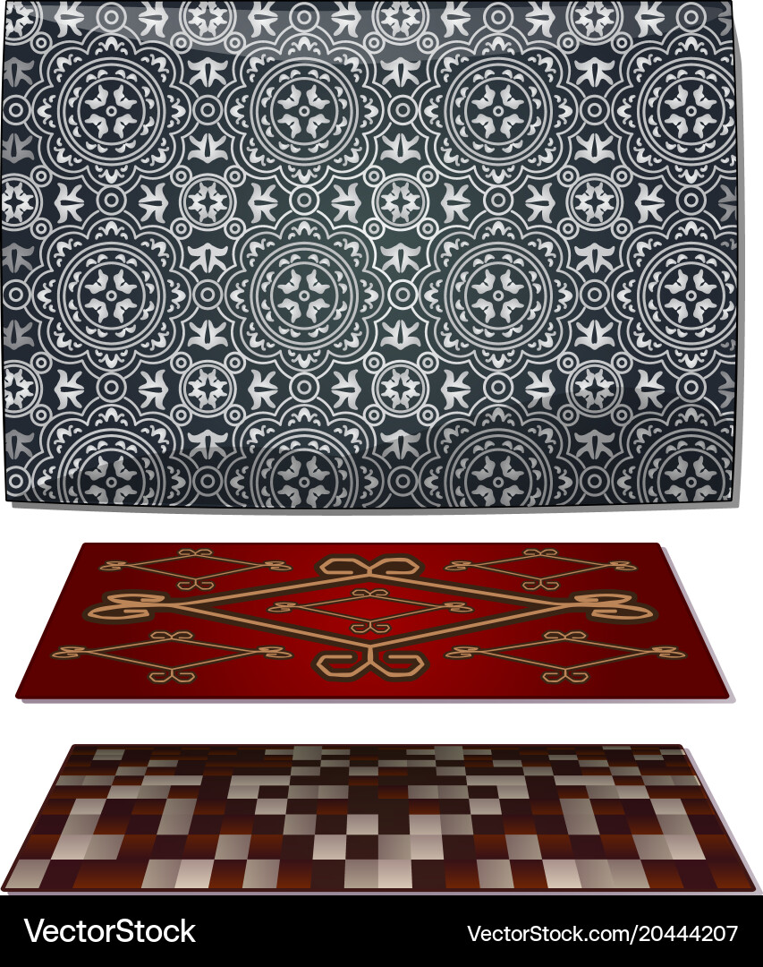 Set of three carpets gray and red Royalty Free Vector Image