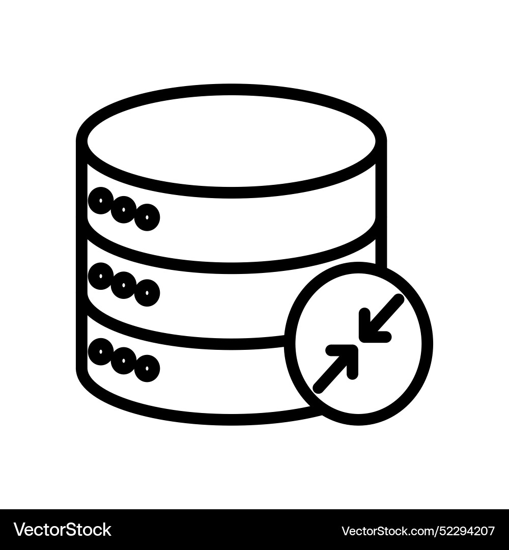 Shrink database icon linear logo mark in black Shrink database icon linear logo mark in black vector image