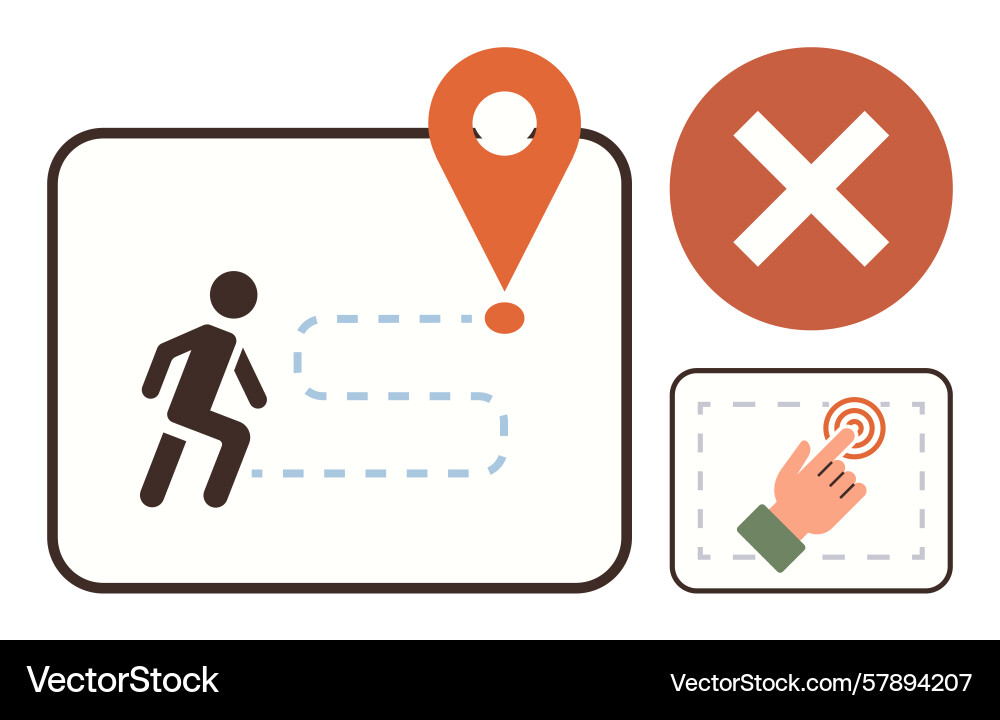 Wayfinding with detour prohibited action mark Wayfinding with detour prohibited action mark Vector Image