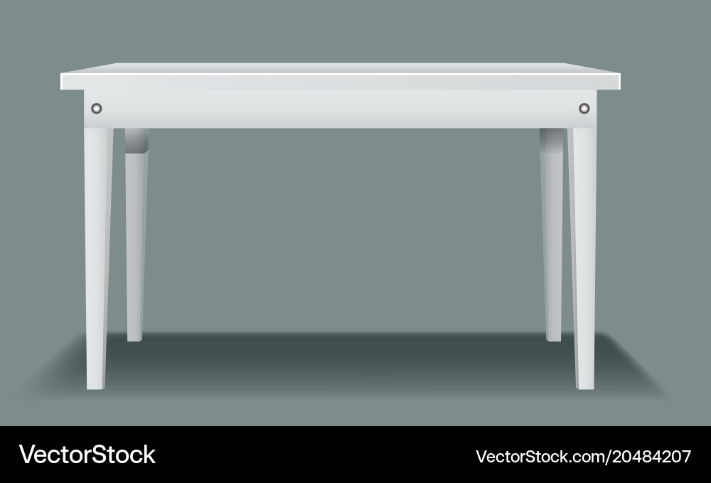 White empty table with four legs and side view vector image
