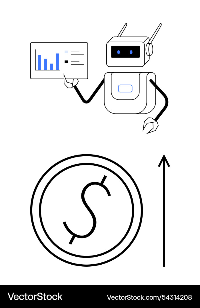 Ai robot presenting data insights and symbolizing Ai robot presenting data insights and symbolizing Vector Image