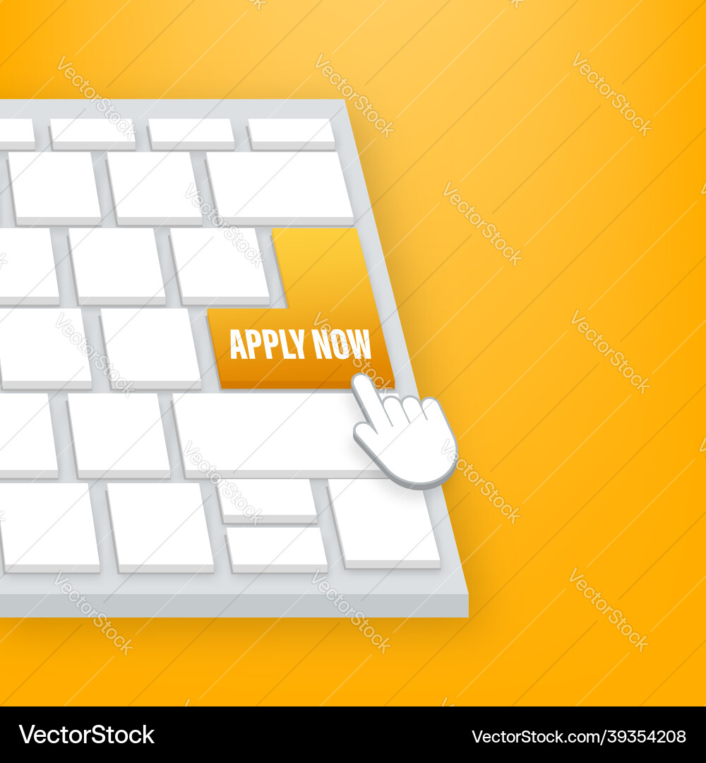 Apply now button on keaboard web banner arrow vector image