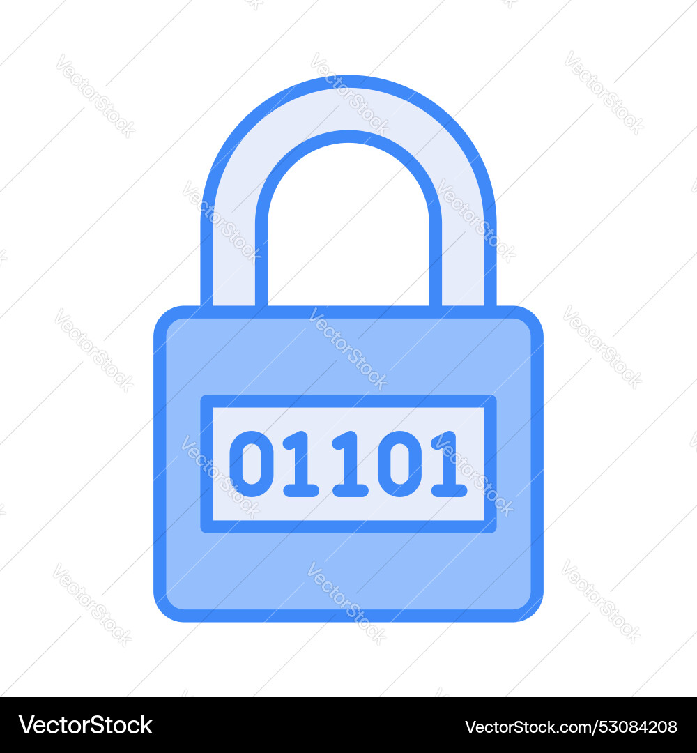 Binary code on padlock modern of digital security vector image