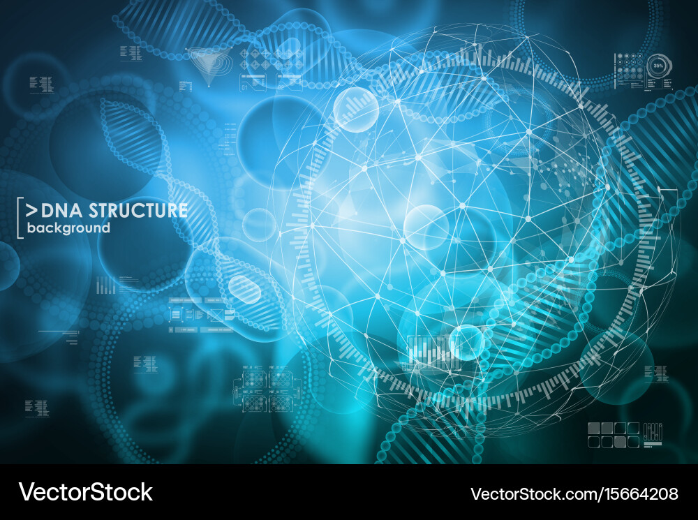 Cell and dna background with interface elements vector image