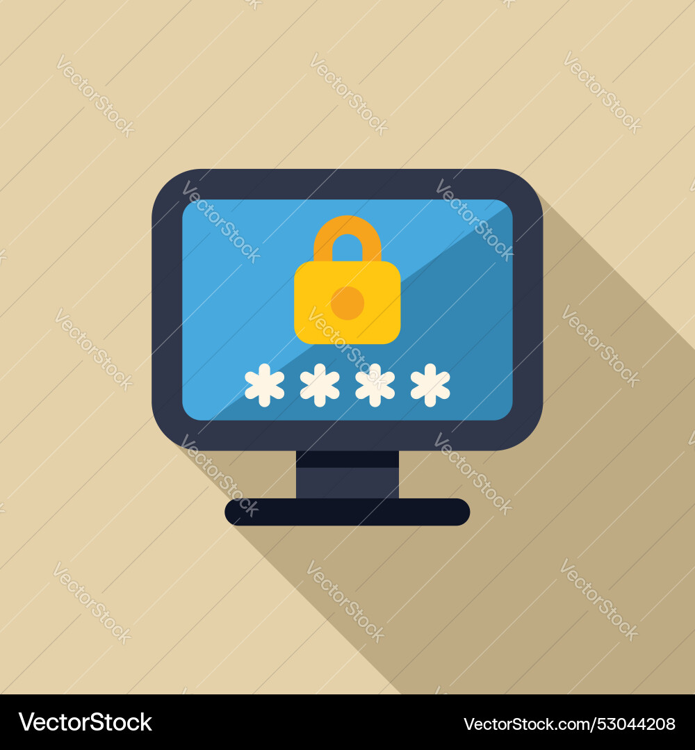 Desktop computer showing password protection Desktop computer showing password protection vector image