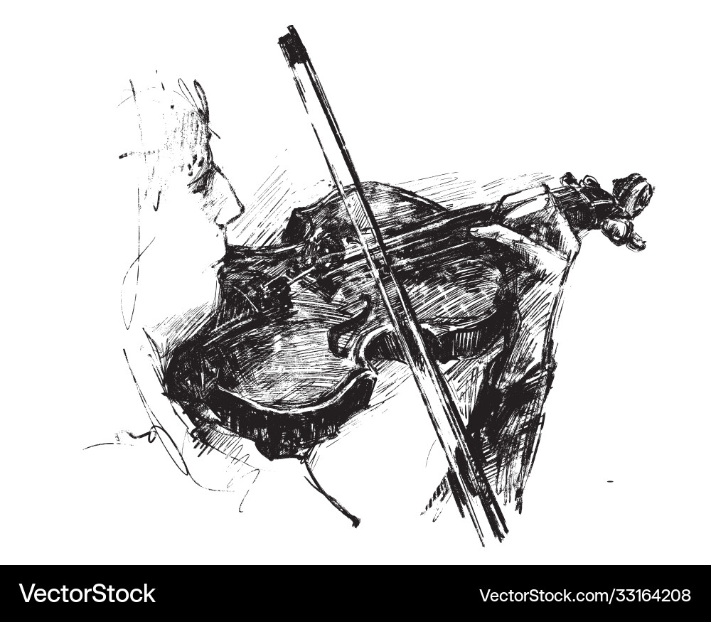 Drawing classical musician plays instrument Drawing classical musician plays instrument vector image