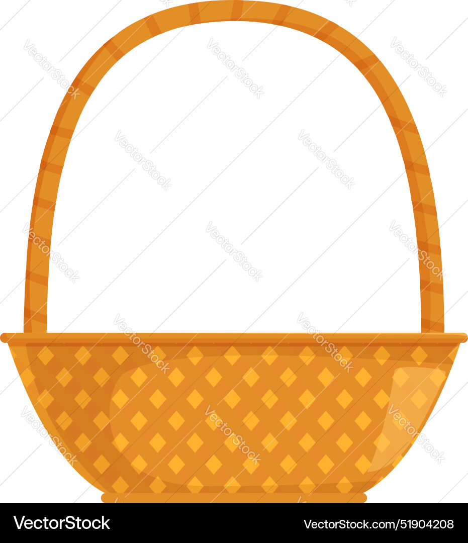 Empty wicker basket standing with woven handle Empty wicker basket standing with woven handle vector image