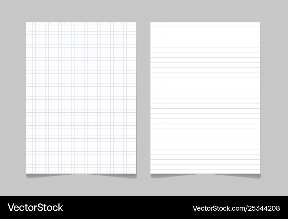Exercise book paper page background notebook Exercise book paper page background notebook vector image