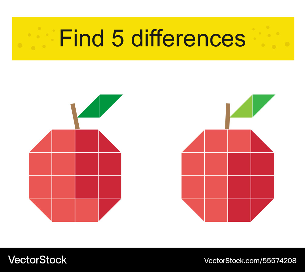 Find 5 differences logic puzzle game vector image